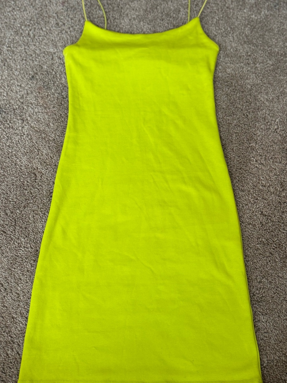 Zara Neon Yellow Spaghetti-Strap Slip Dress